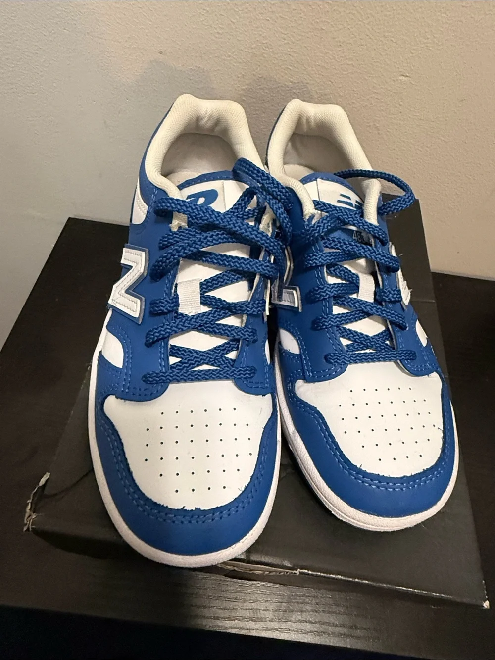 New Balance Kids Blue and White Lace-Up Sneakers